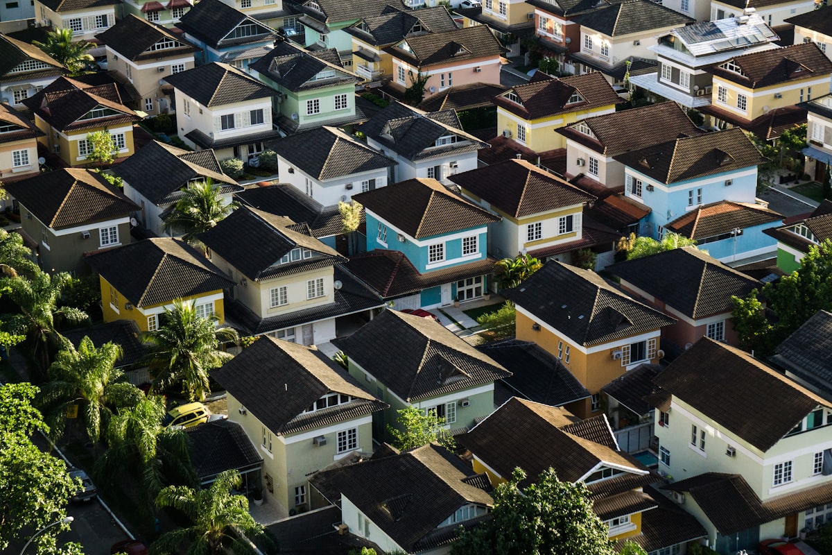 aerial view of suburban neighborhood houses